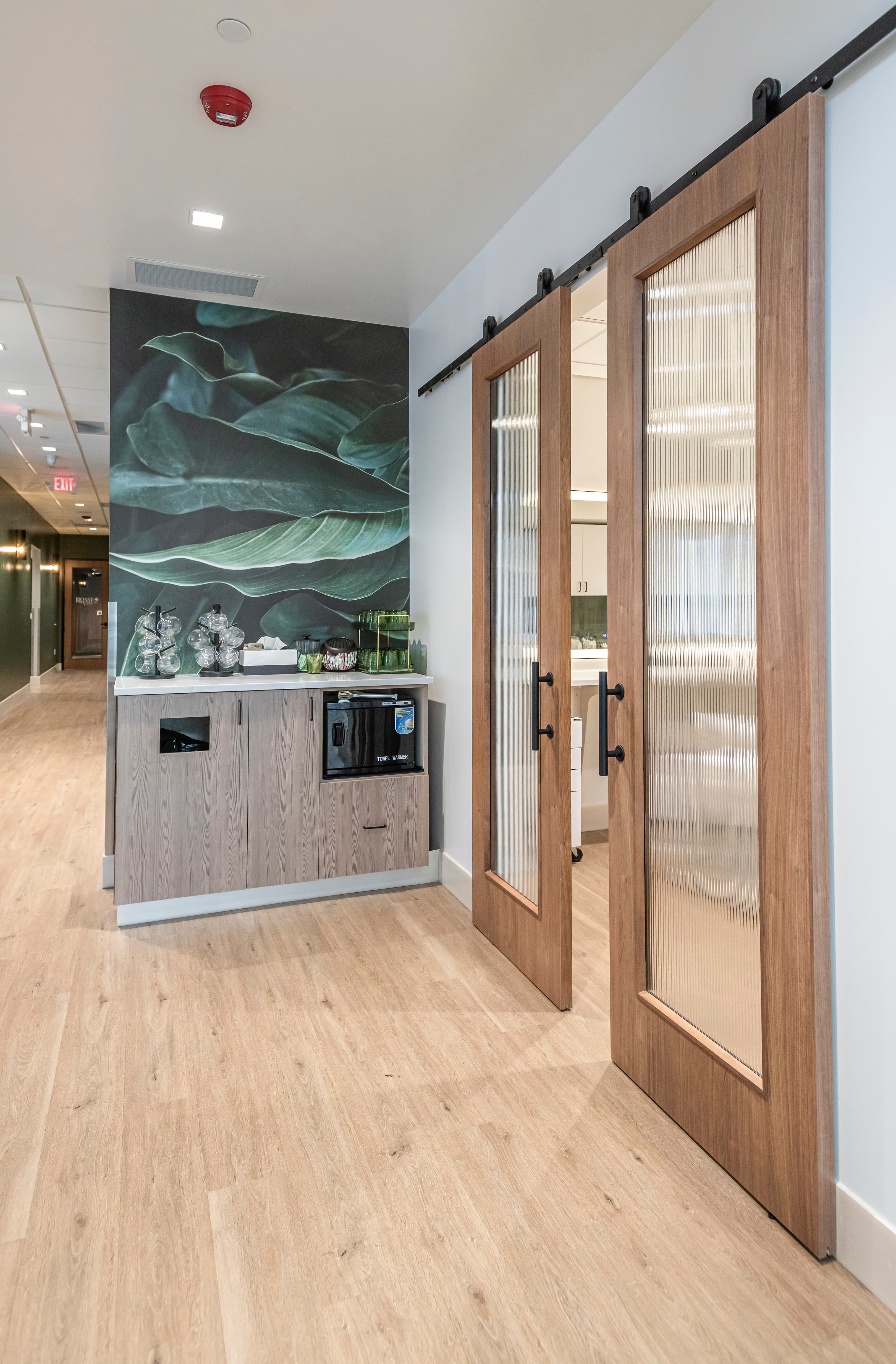 Luxurious salon workspace with custom framing elements