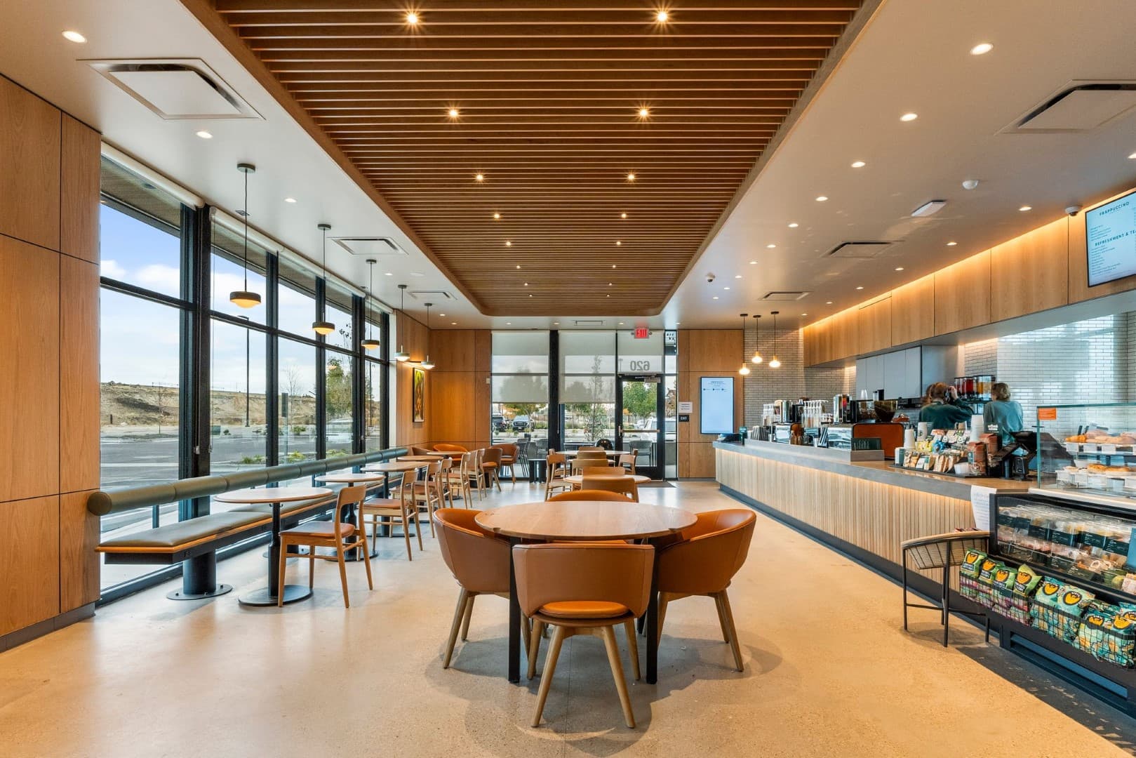 Starbucks building exterior at night commercial construction Caldwell Idaho